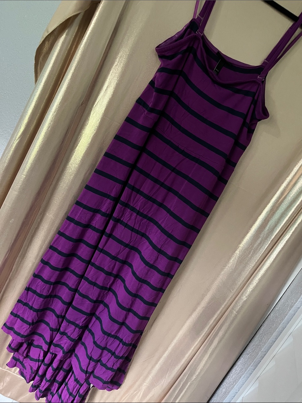 Lane Bryant Purple Striped Maxi Dress - Women Hi-lo
